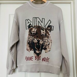 Anine Bing Tiger Graphic Sweatshirt in Cream